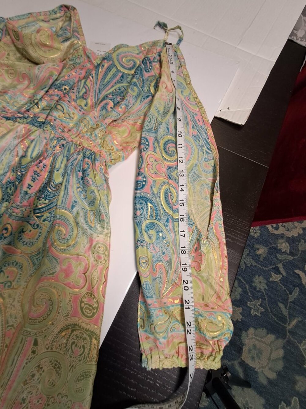 Paisley Gold Multicolor Boho Dress One Size - Picture 9 of 12
